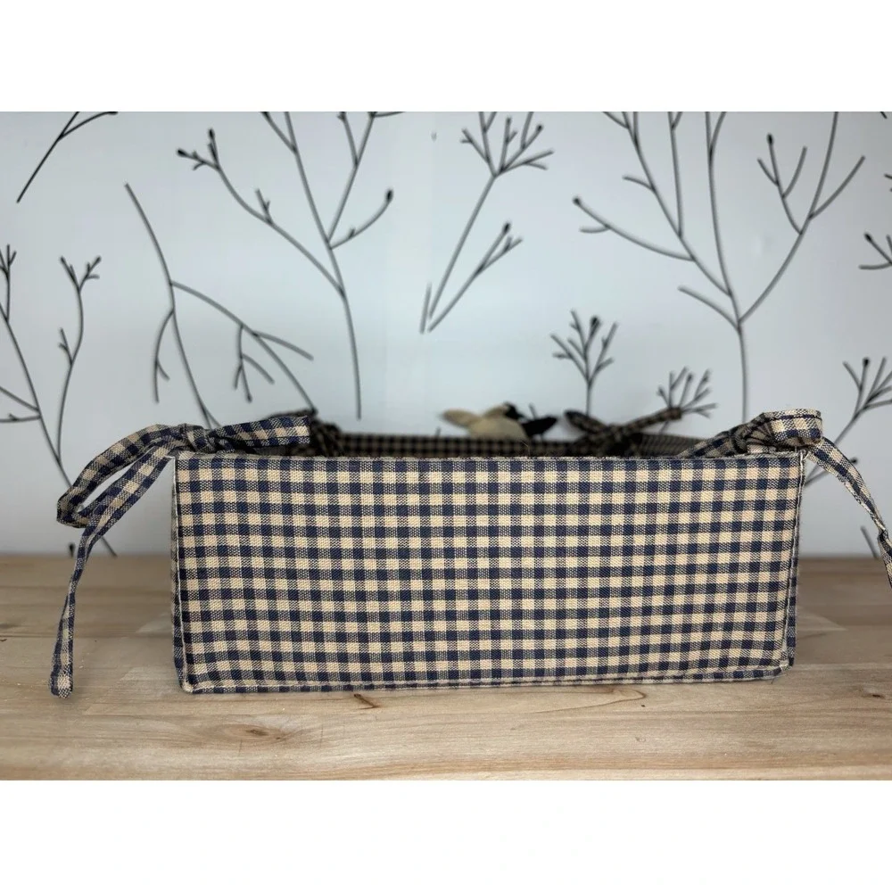 Country‎ Style Fabric Basket w/ a Cute Plush Cow Granny Core, Cottage Core